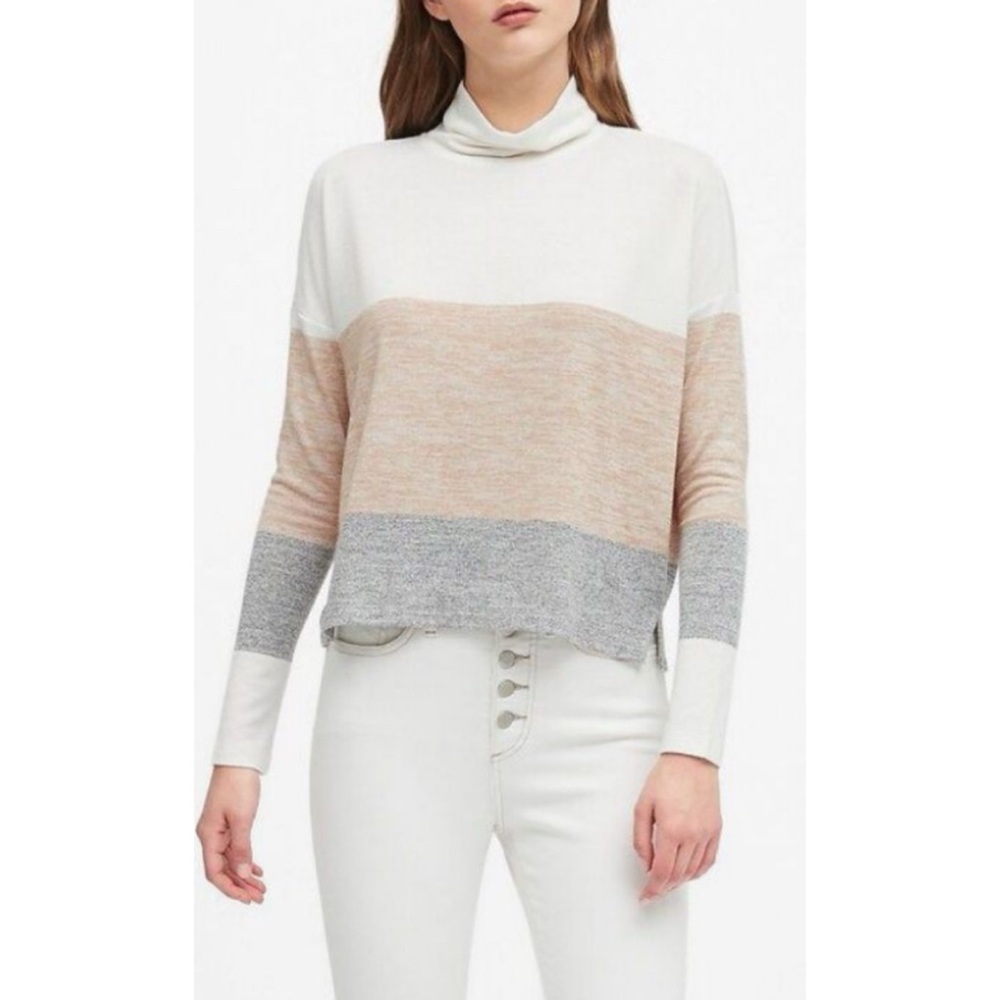 Banana Republic Cream and Tan Cowl Turtleneck Sweater